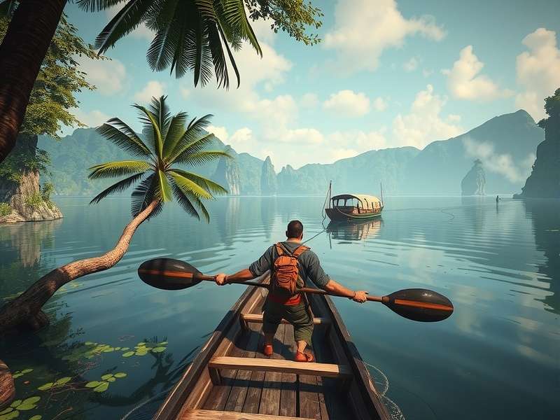 Kerala Killer Quest exploration mechanics showing character navigating backwaters